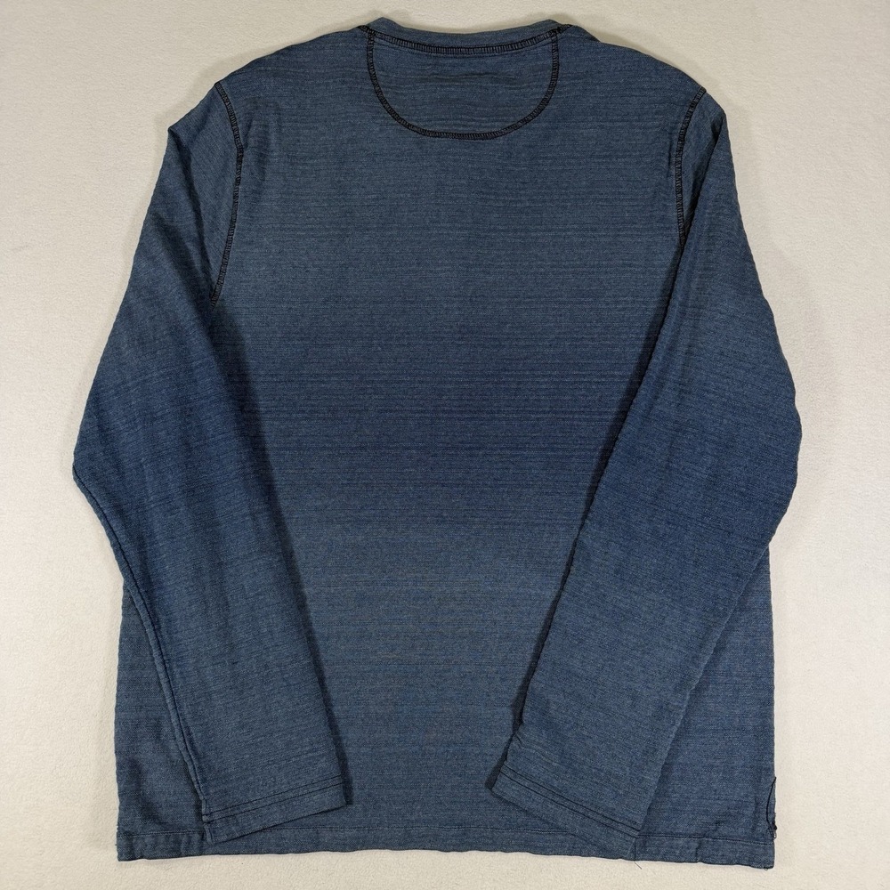 Carbon 2 Cobalt Blue Ombré Long Sleeve Slub Henley Mens Large Long Sleeve - Picture 3 of 5